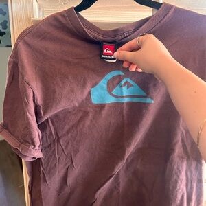 Quiksilver Chocolate Tee with Aqua Emblem